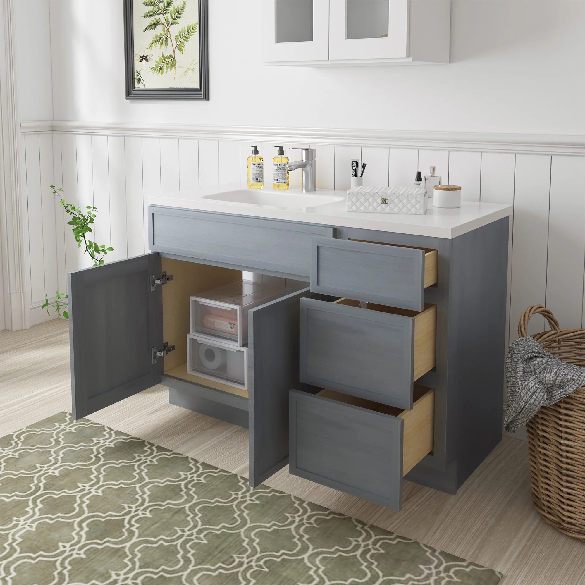45 in. W x 21 in. D x 32.5 in. H Bath Vanity Cabinet without Top in Gray