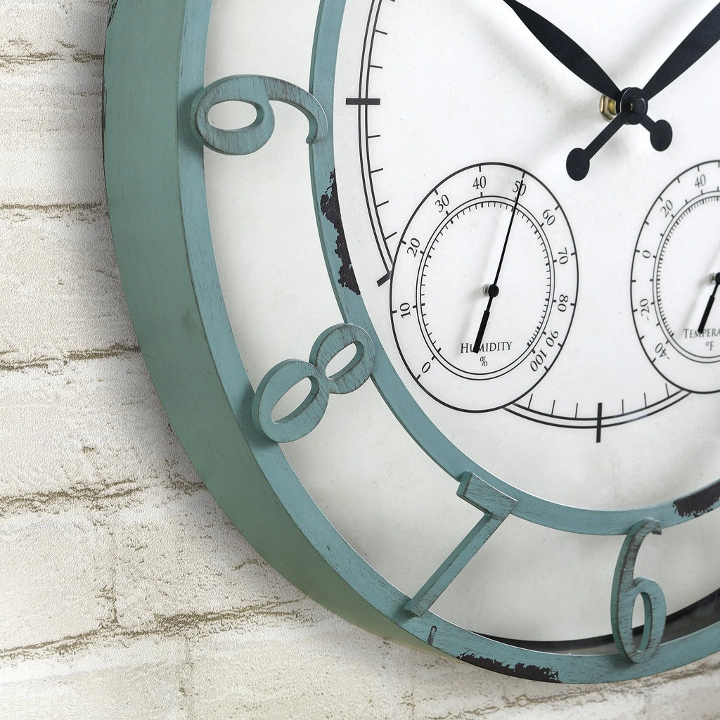 FirsTime & Co. Teal Laguna Outdoor Wall Clock, Farmhouse, Analog, 18 x 2 x 18 in