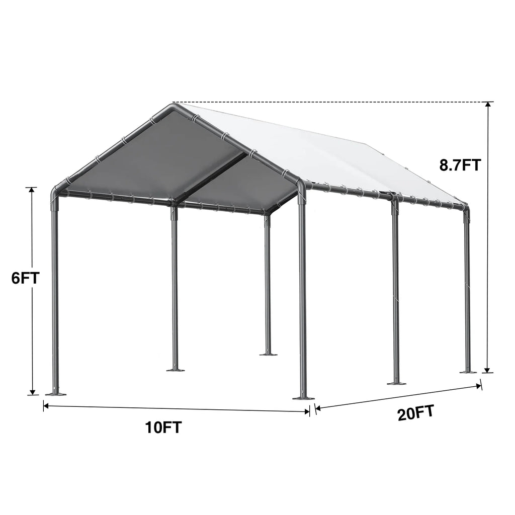 TANGJEAMER 10.00 x 20.00 x 9.20 Feet Beige Carport