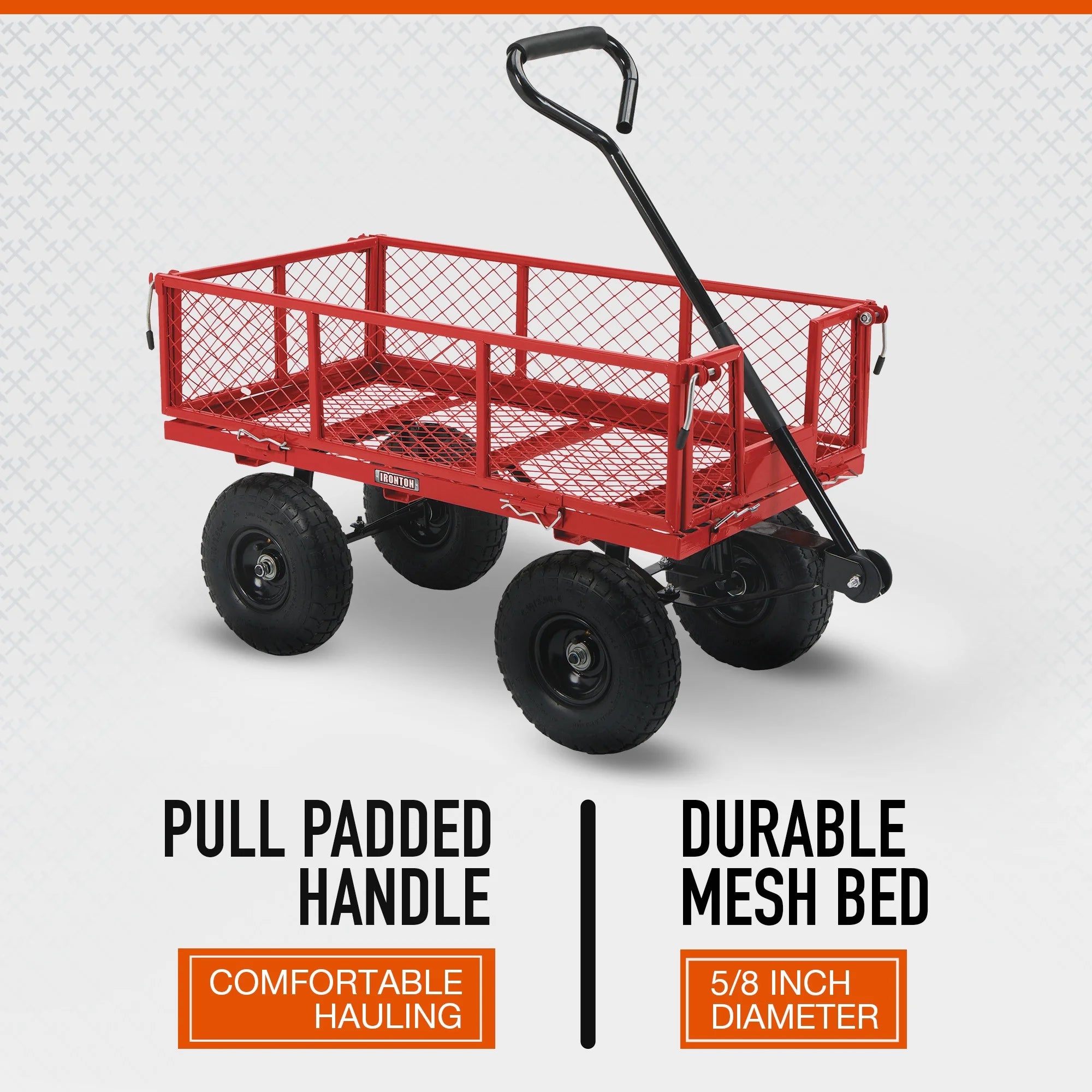 Ironton Steel Garden Cart, 400-Lb. Capacity, 38in.L x 18-1/2in.W x 21in.H