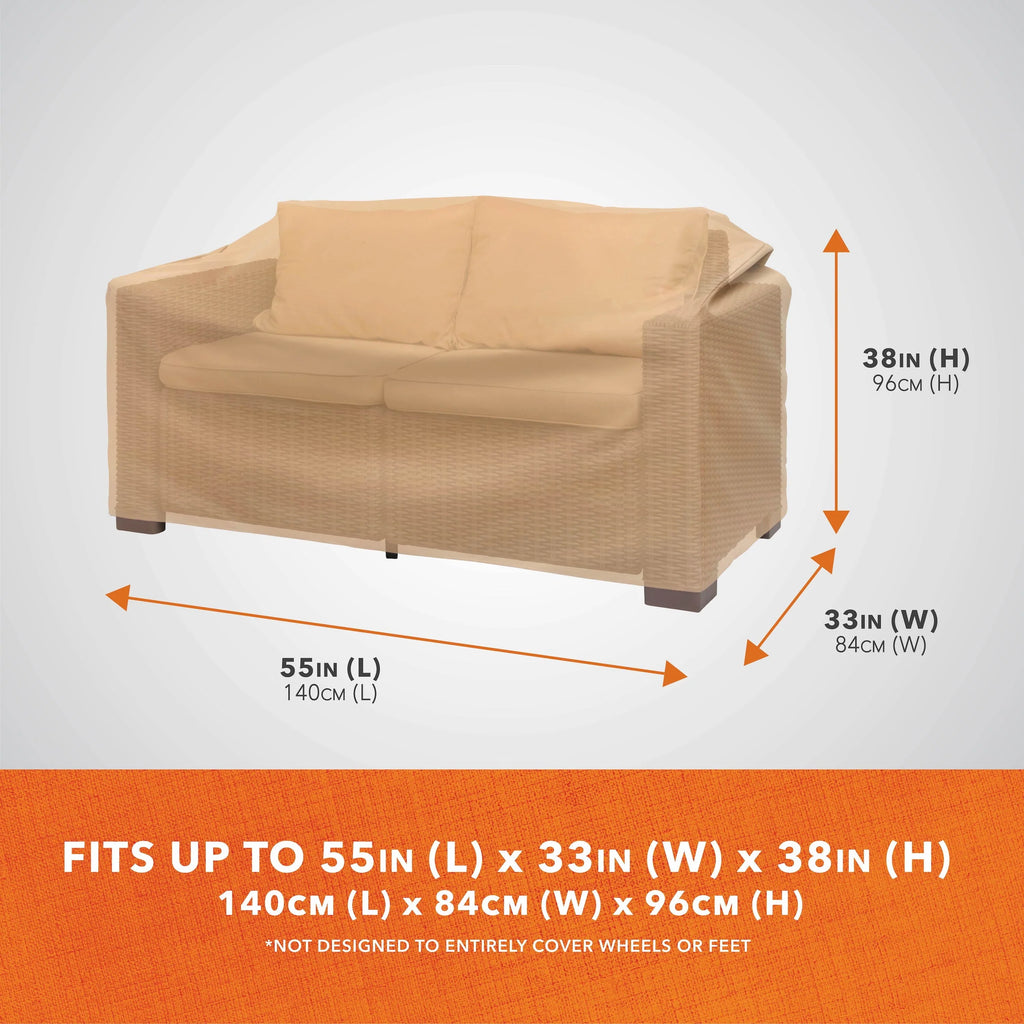 Modern Leisure Basics Patio Loveseat Cover, 2-Pack, 55"L X 33"W X 38"H, Khaki
