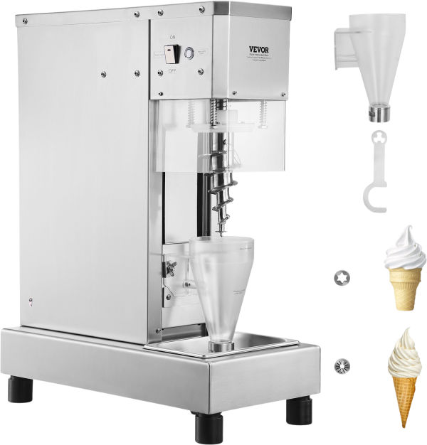 750W Ice Cream Blender Machine - 304 Stainless Steel Milkshake Mixer with Dual Hoppers