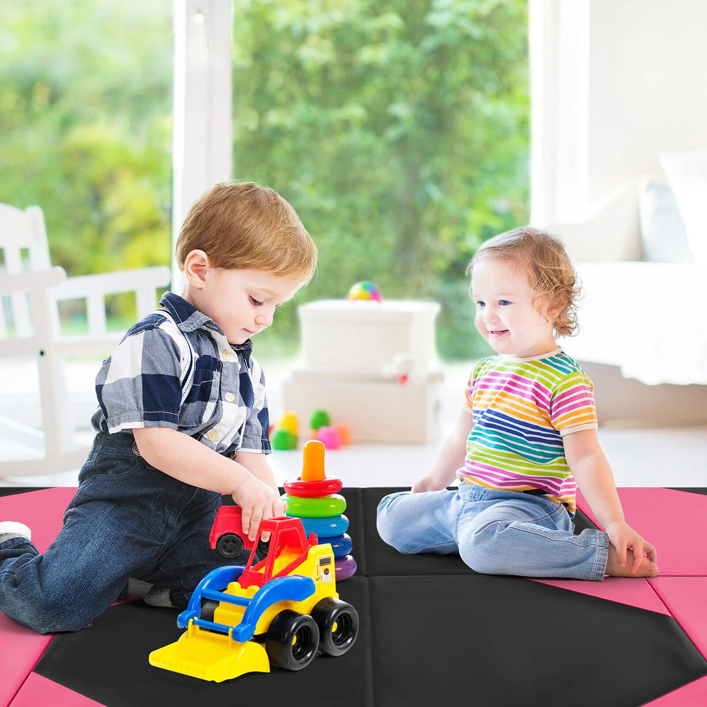 Gymax 10' x 4' x 2'' 4-Panel Folding Gymnastics Exercise Mat w/ Hook & Loop Fasteners Blue