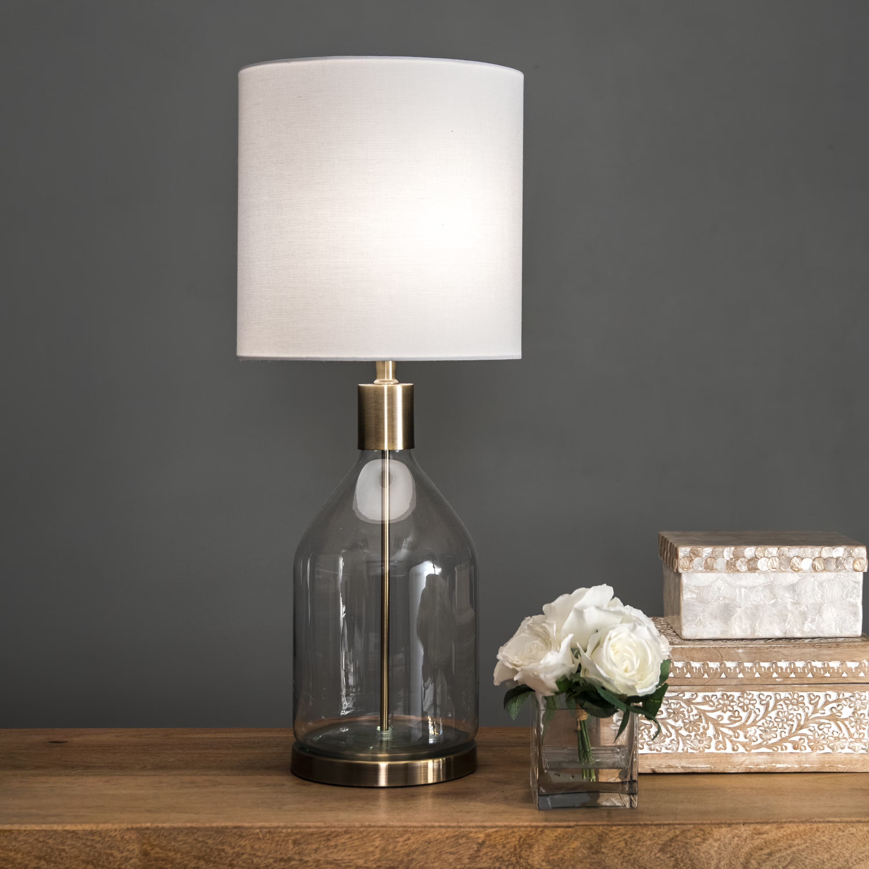 nuLOOM Vista 29" Glass Table Lamp, 29" H x 12" W x 12" D, Gold