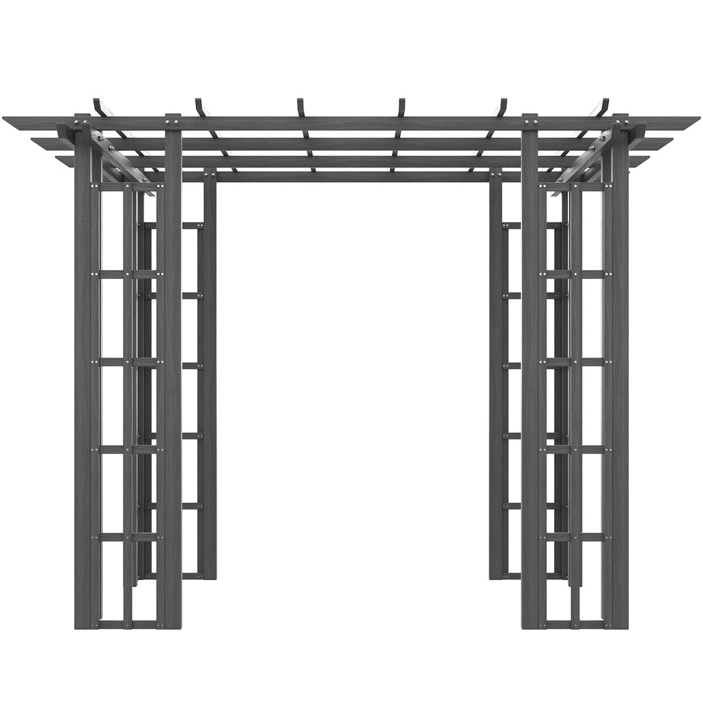 Outsunny 9' x 9' x 7' Dark Grey Vinyl Pergola, Flat Top, Adjustable Canopy