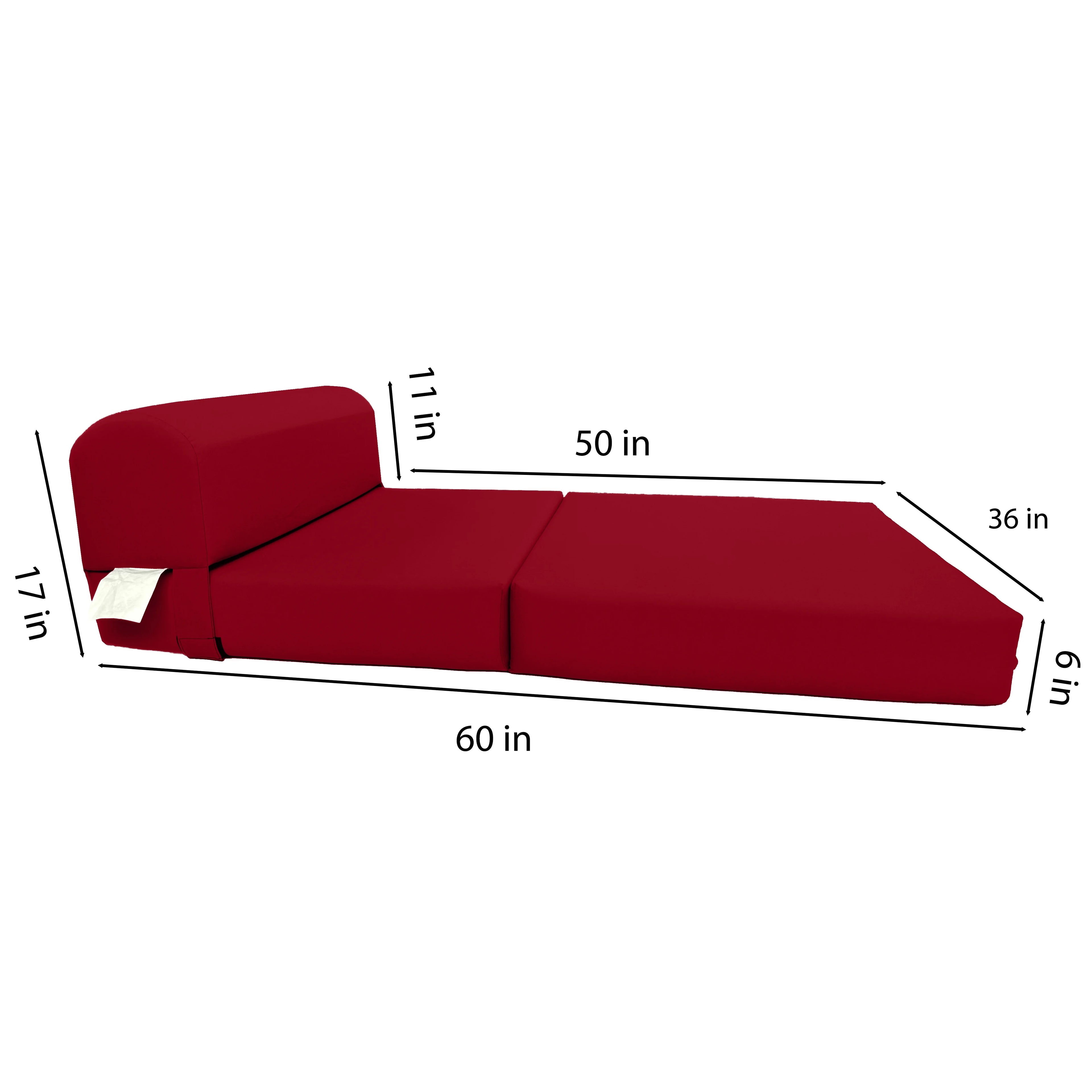 Red Sleeper Chair Folding Foam Beds, Portable Studio Sofa Guest Bed, 6 x 36 x 70