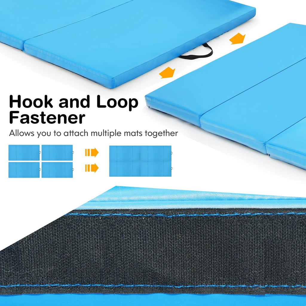 Gymax 8' x 4' x 2'' Folding Gymnastics Tumbling Mat Thickened Exercise Mat Blue