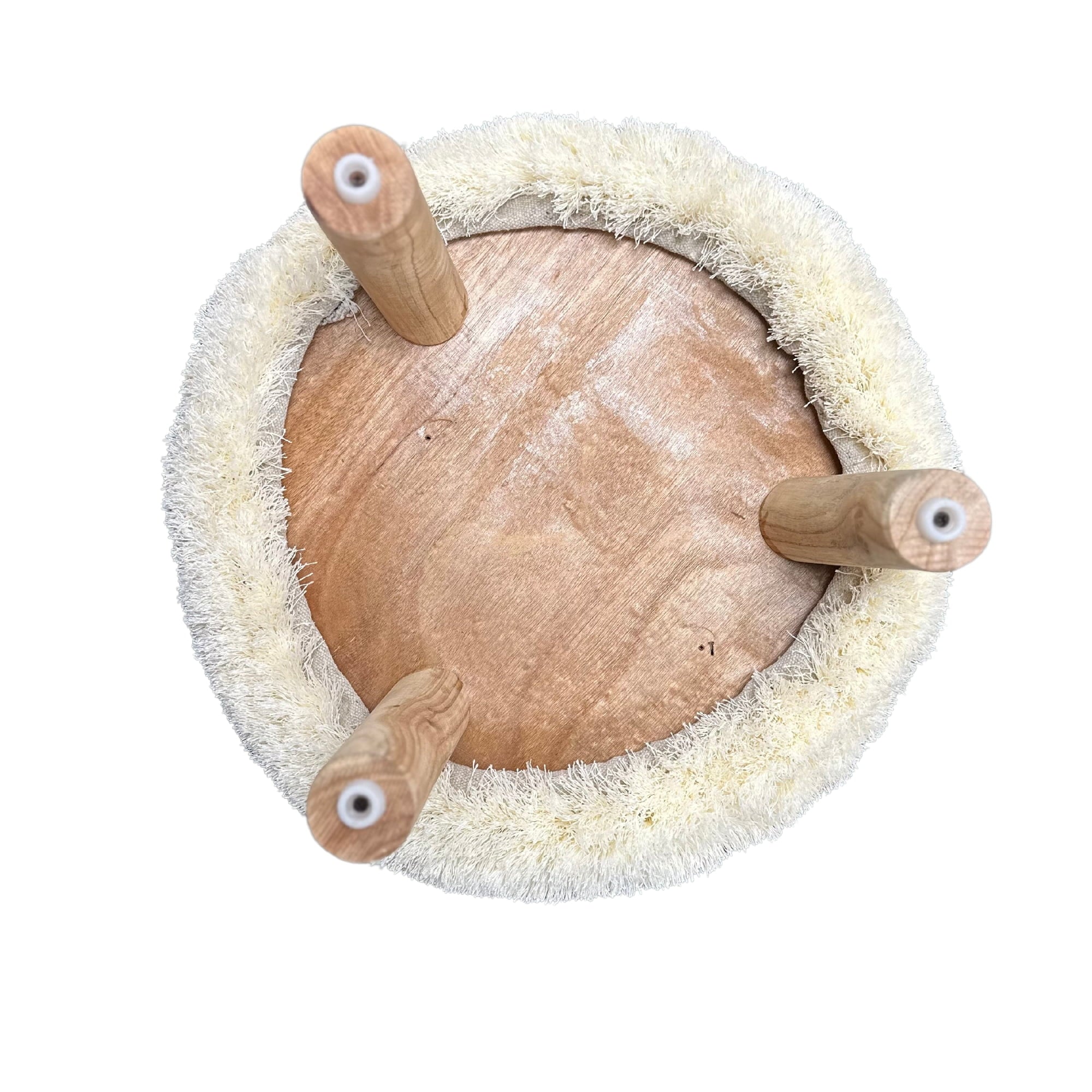 Maison Concepts Long Sag Handwoven Pouf Wooden Stand Light Grey (Multi) 40" X 40" X 40"