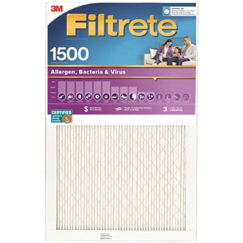 Filtrete 20 in. W X 20 in. H X 1 in. D 1500 MPR Pleated Allergen Air Filter 1 pk