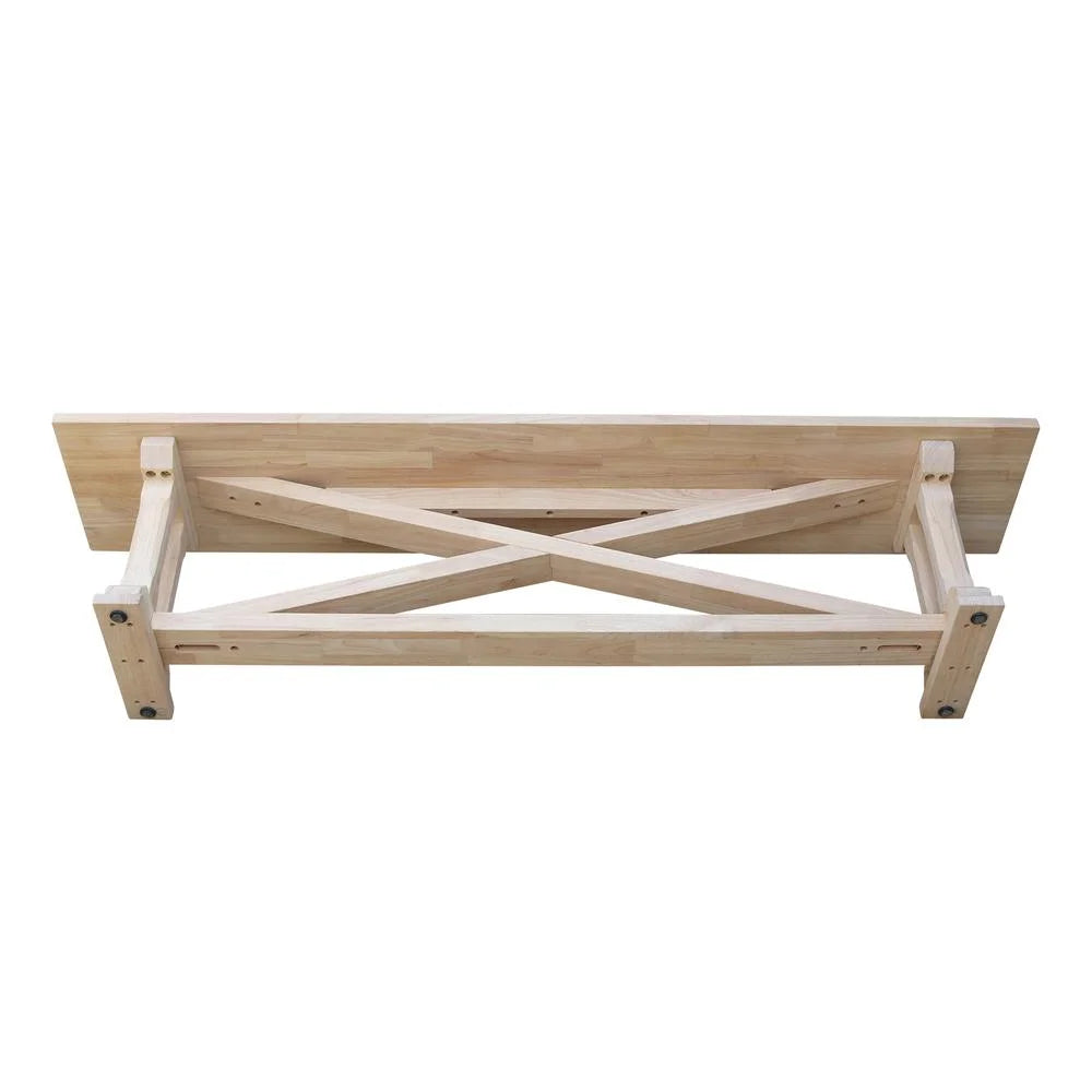 Double X-Back Bench With Arms and Shelf