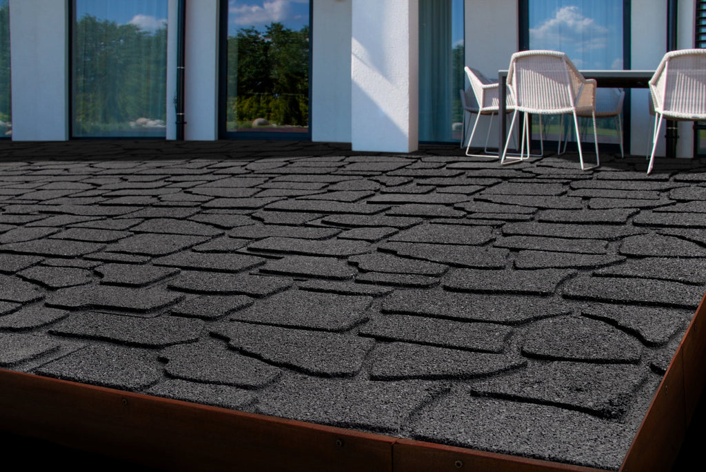GroundSmart 24" x 12" x 5/8" Black Interlocking Dual-Sided Rubber Paver, 9 Pack