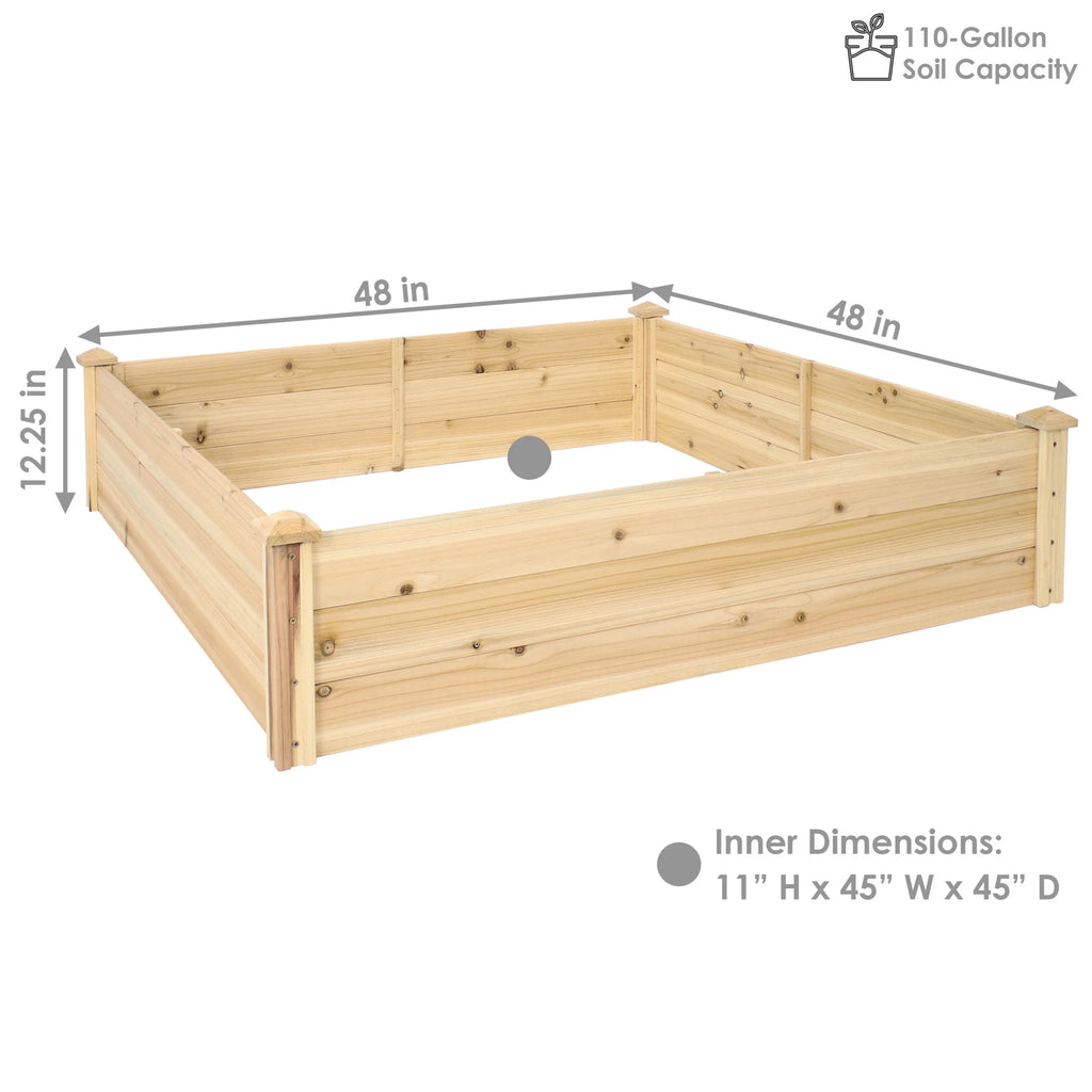 Sunnydaze 24" x 48.25" x 12.25" Rectangular Natural Wooden Outdoor Raised Garden Bed