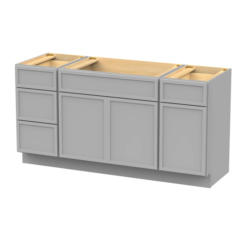 60 in. W x 21 in. D x 32.5 in. H Freestanding Bathroom Vanity Cabinet without Top in Smoky Gray