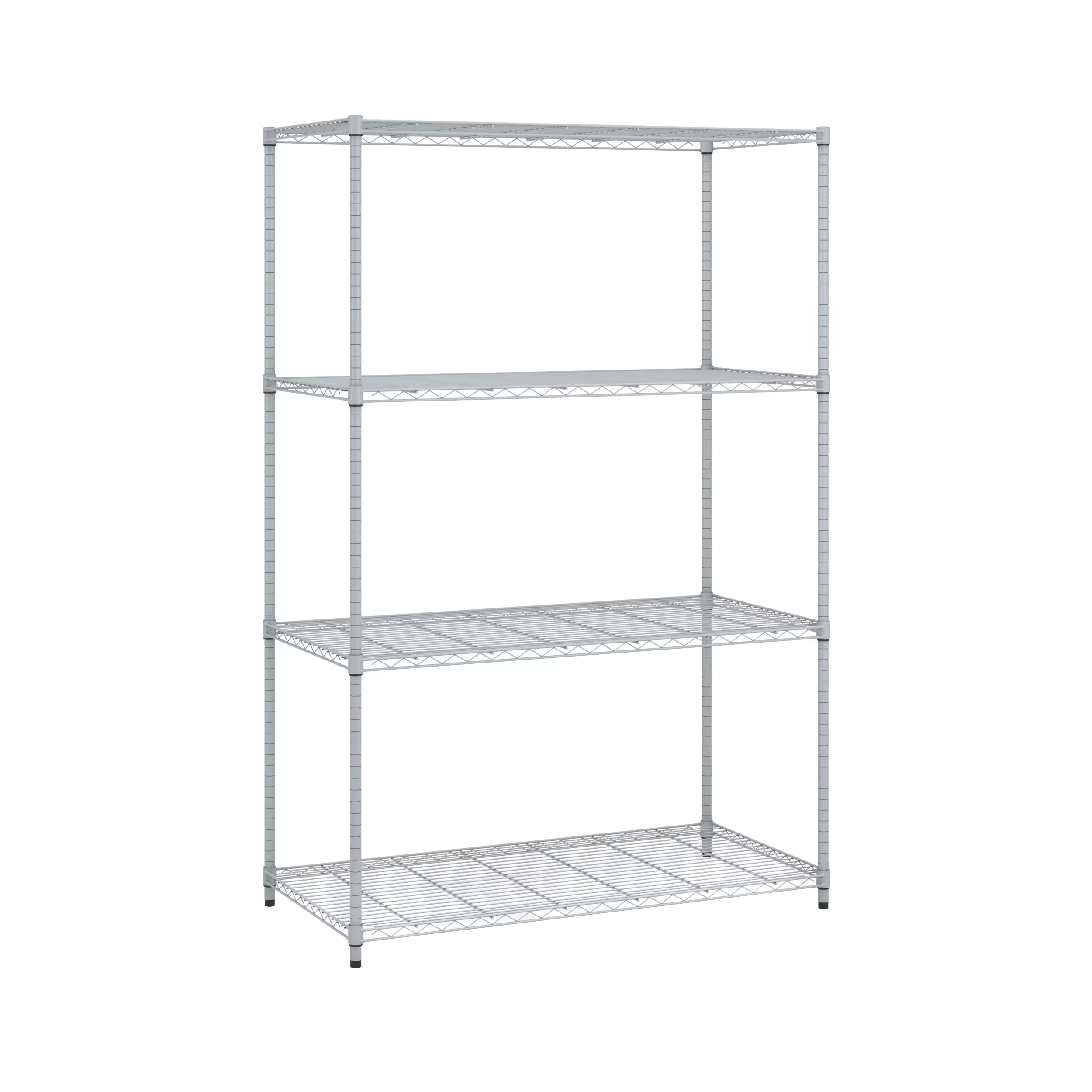 OFM Adjustable 24"W x 48"D x 72"H 4-Shelf Freestanding Shelves, Silver