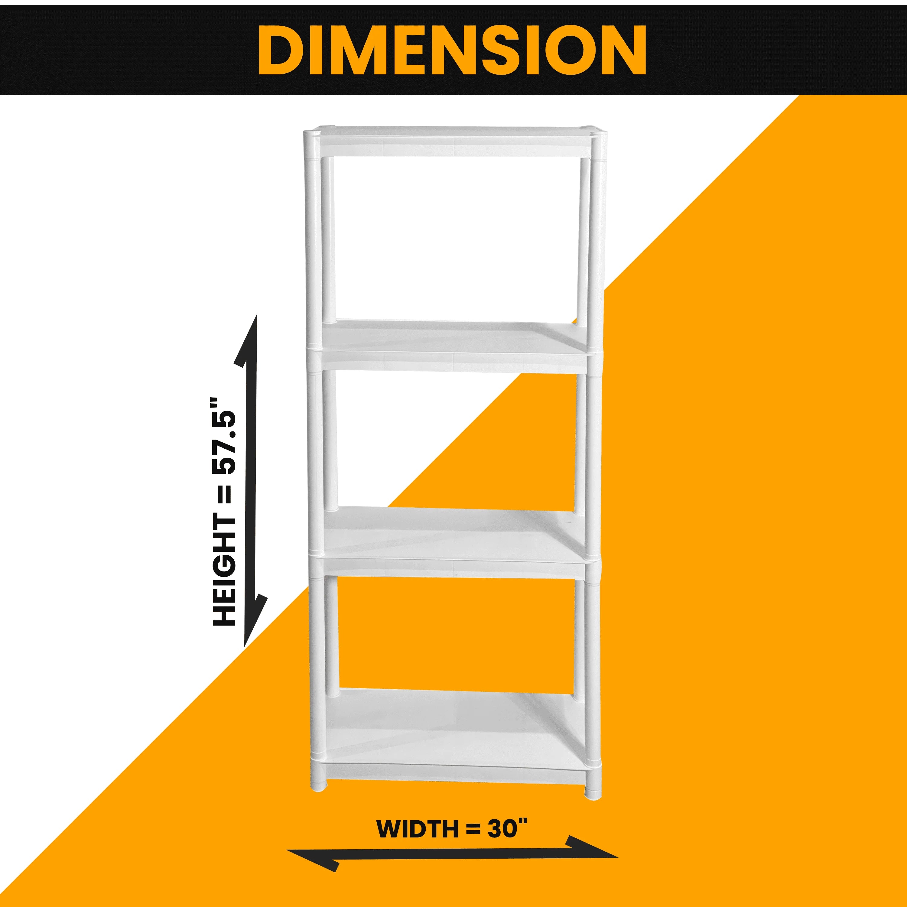 Juggernaut Storage 30"W x 14"D x 57.5"H 4-Shelf Plastic Garage Shelves, White