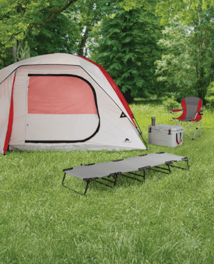 Ozark Trail Camping Folding with Easy Setup Cot, Gray Color, Adult, Open Size 75.6 in x 25 in x 8.46in