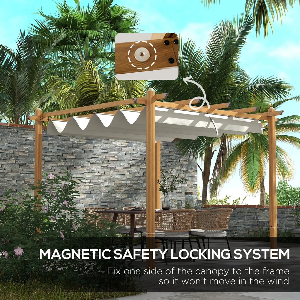 Outsunny 10' x 10' x 88.25" Cream White Aluminum Pergola, Retractable Canopy and Water-Resistant