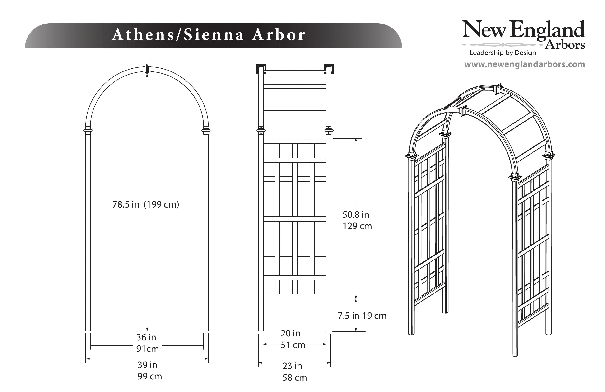 Vita 39 in L x 23 in W x 81 in H Athens Vinyl Arbor, White, VA68111