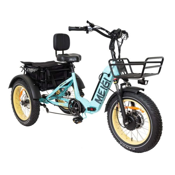 750W Foldable Electric Trike - 48V 14Ah Fat Tire 3 Wheel E-Bike with Baskets