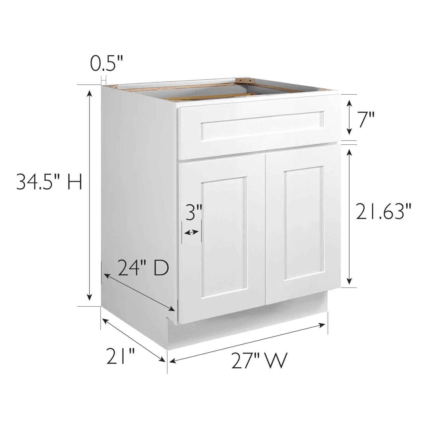 Design House Brookings Assembled Shaker Base Kitchen Cabinet (27" x 34.5" x 24", Sherwin Williams? White