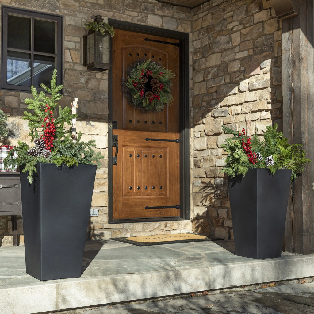 Step2 Tremont 2pk Plastic Black Square Planter 15" W x 15" D x 28" H