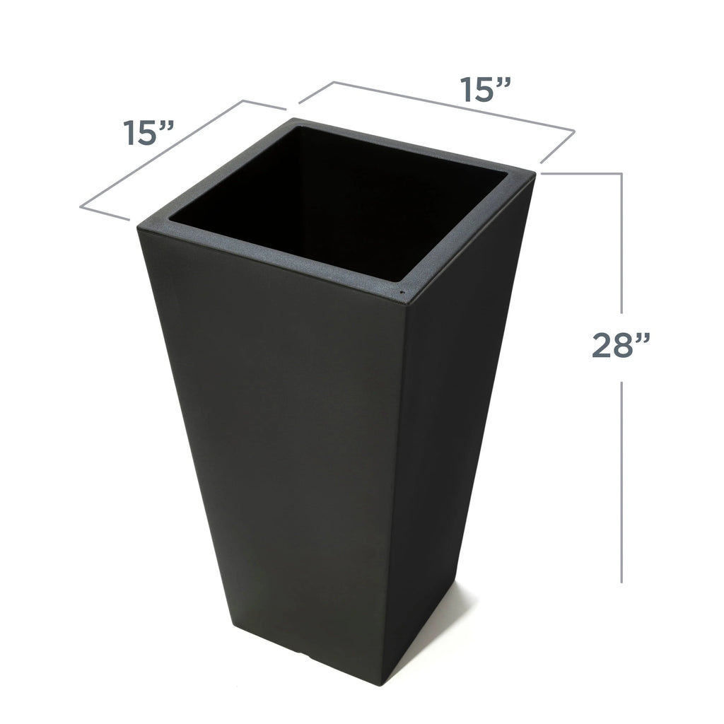 Step2 Tremont 2pk Plastic Black Square Planter 15" W x 15" D x 28" H