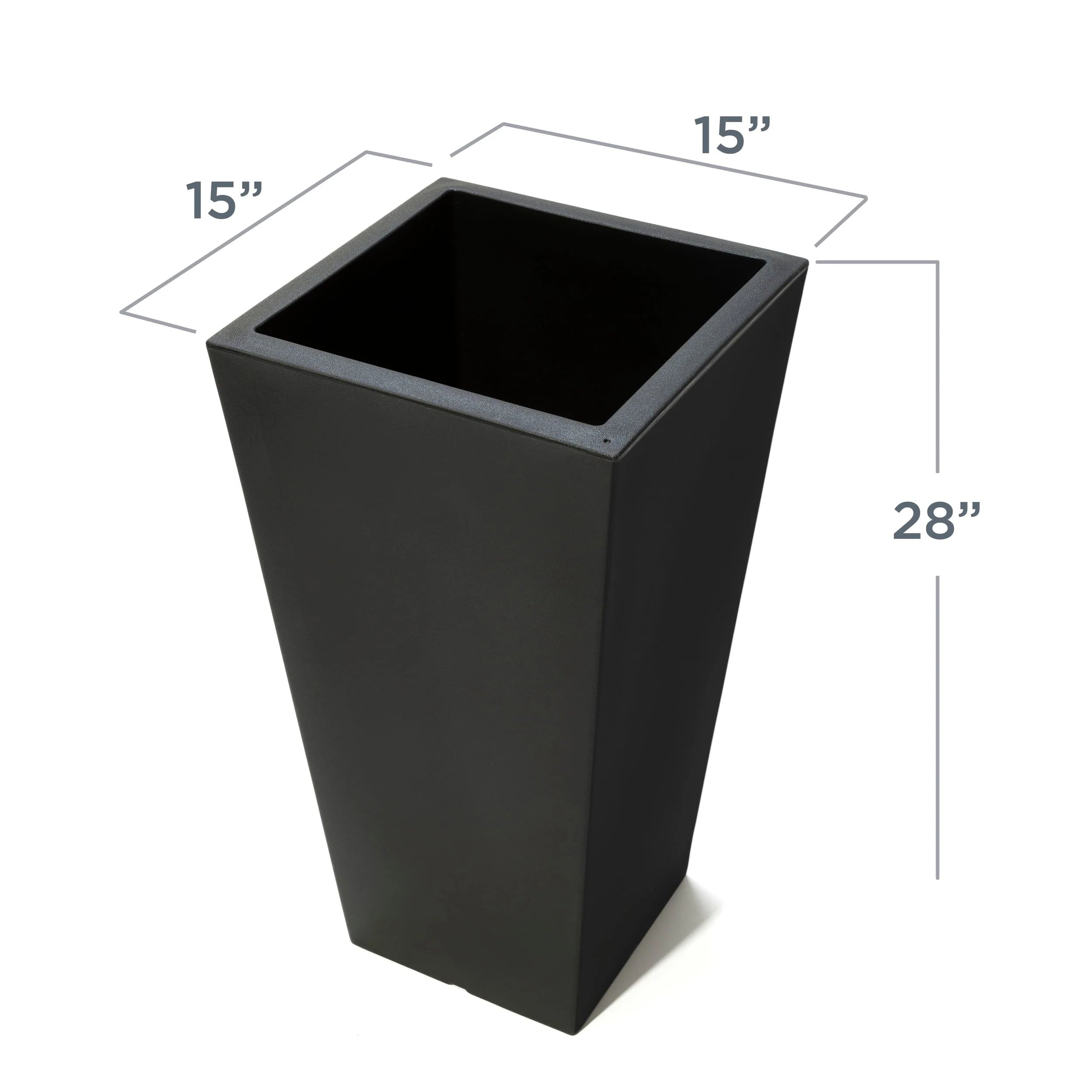 Step2 Tremont 2pk Plastic Black Square Planter 15" W x 15" D x 28" H