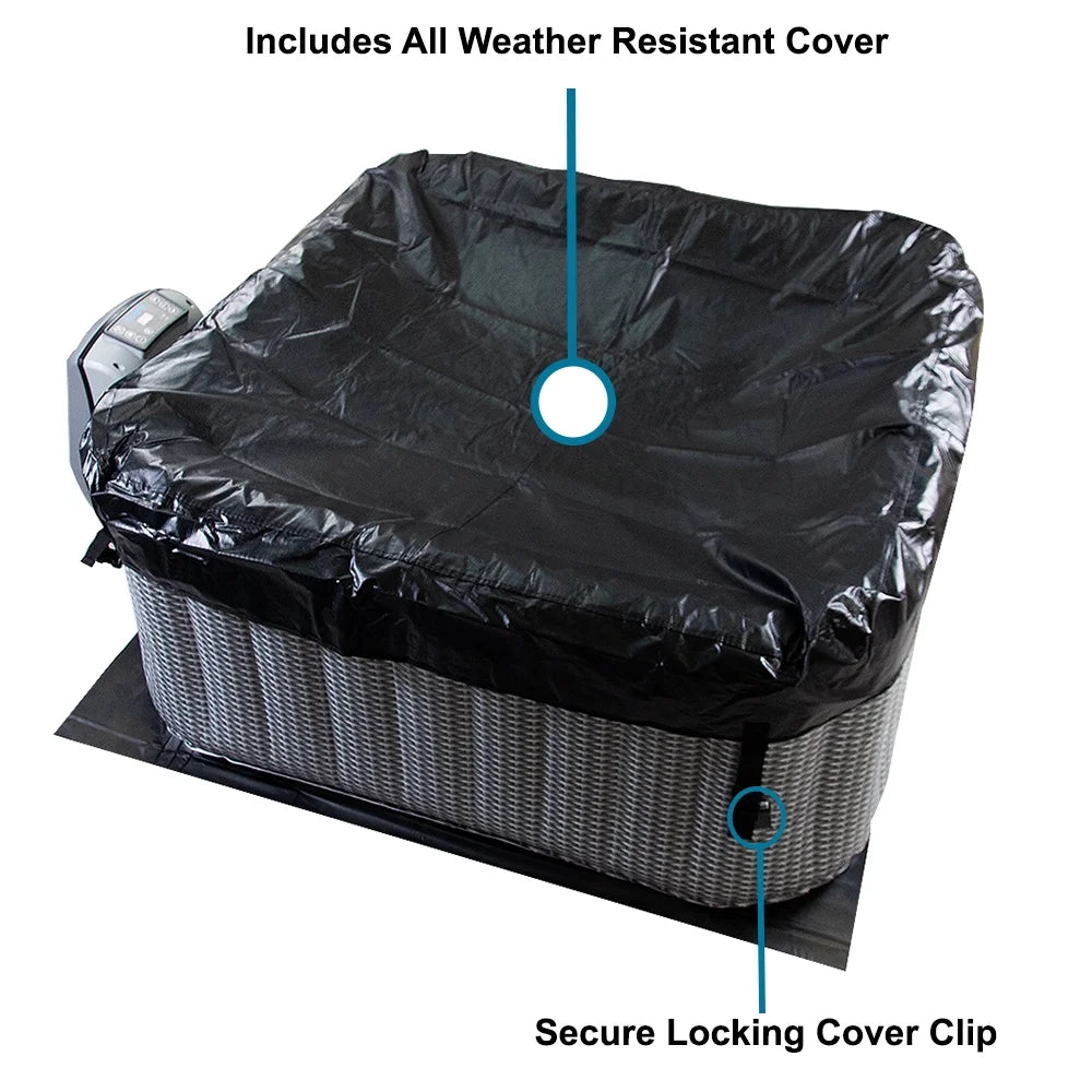 Avenli 4-Person Inflatable Square Spa, Silver Birch, 58" x 58" x 25"