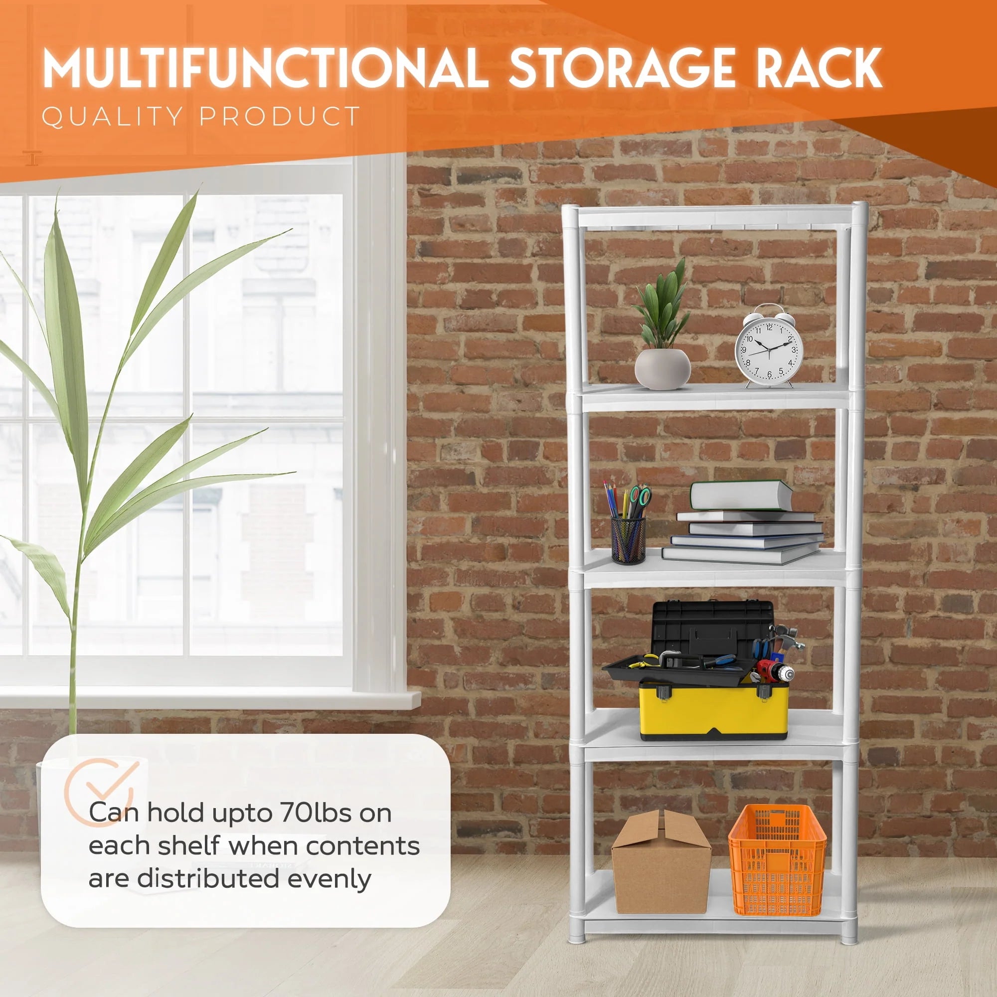Juggernaut Storage 30"W x 14"D x 75.5"H 5-Shelf Garage Shelves, White
