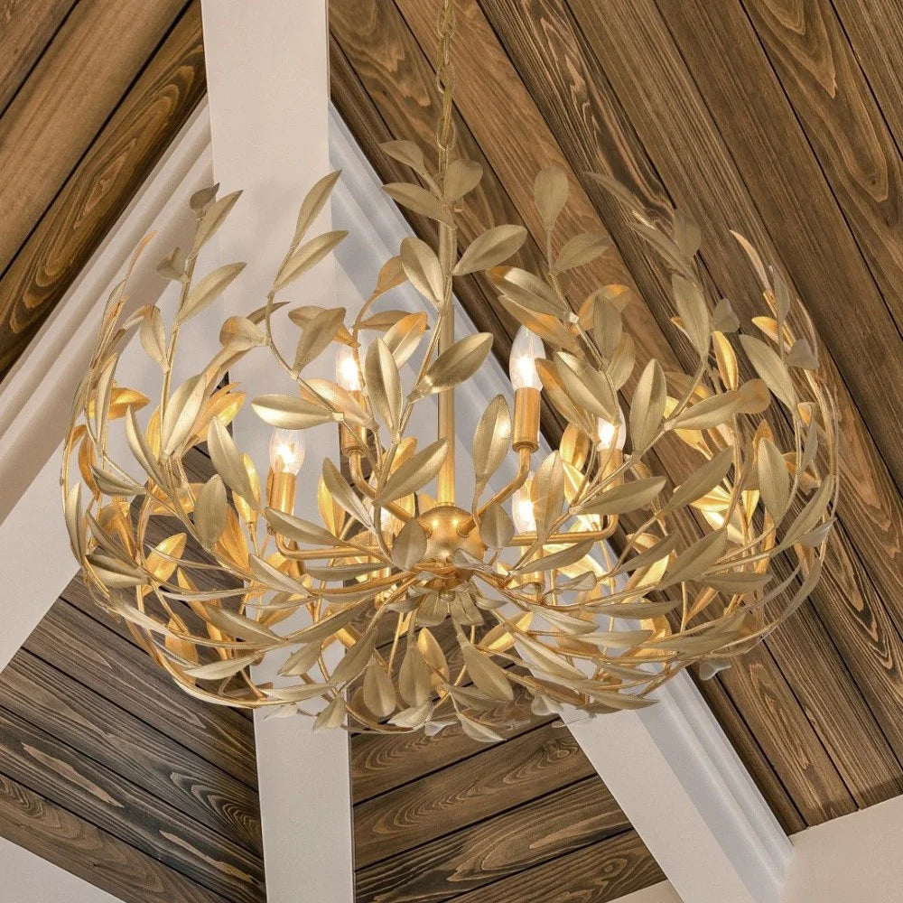 Crystorama Broche 6 Light Antique Gold Chandelier - 27"W x 19"H x 27"D