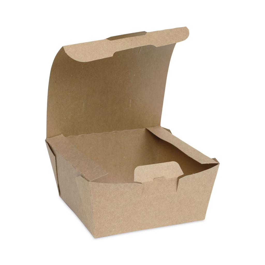 Pactiv Evergreen EarthChoice Tamper Evident OneBox Paper Box, 4.5 x 4.5 x 2.5, Kraft, 312/Carton -PCTNOB01KECTE