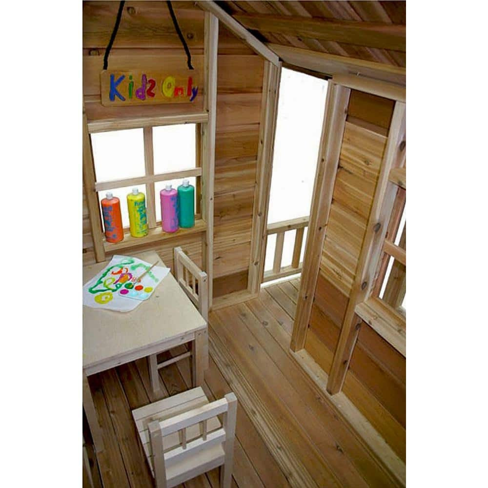 Little Squirt 6x6 ft Cedar Wooden Playhouse for Kids, Outdoor Backyard Playhouse with Dutch Door, Screened Windows & Floor Included
