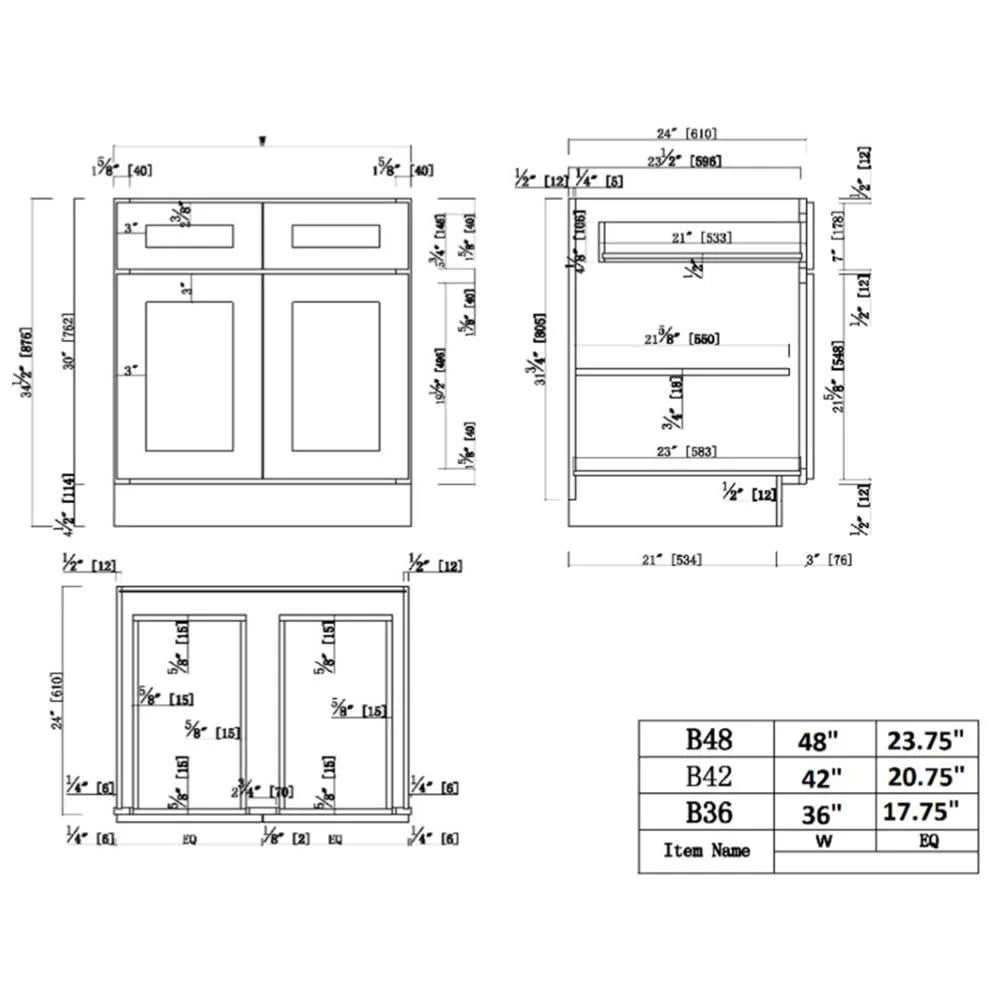 Design House Brookings Assembled Shaker Style Base Kitchen Cabinet (36" x 34.5" x 24"), Sherwin Williams? White