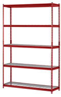 Muscle Rack 48"W x 24"D x 72"H 5-Shelf Steel Shelving, Red