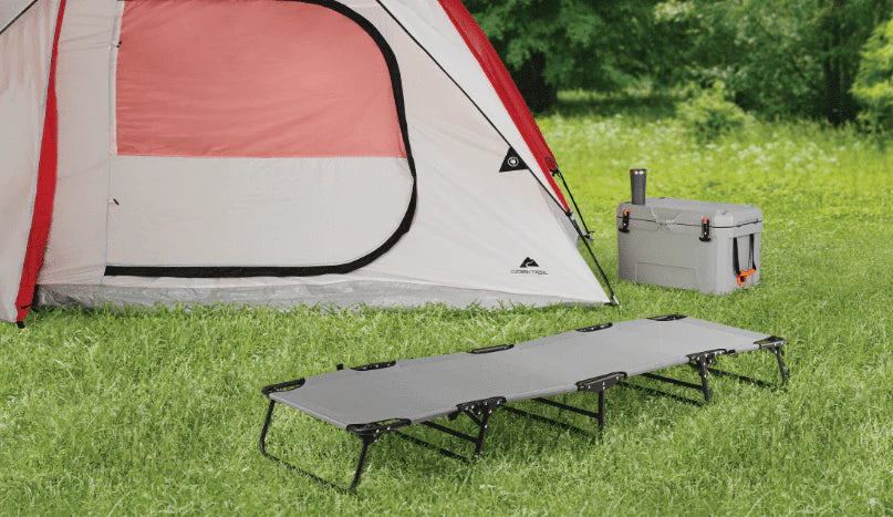 Ozark Trail Camping Folding with Easy Setup Cot, Gray Color, Adult, Open Size 75.6 in x 25 in x 8.46in