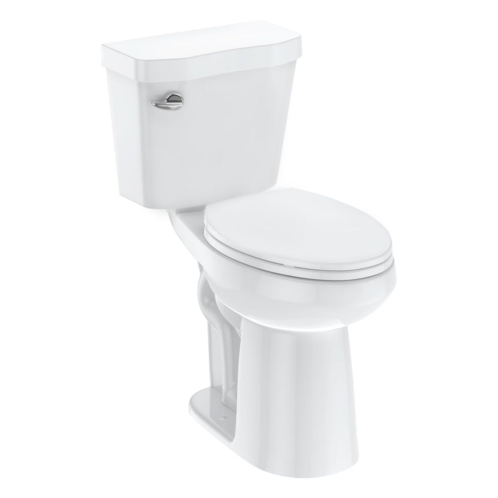 Elongated Two-Piece Toilet with Soft Close Seat - 1.28 GPF Siphonic Flush ADA Universal Height Cotton White