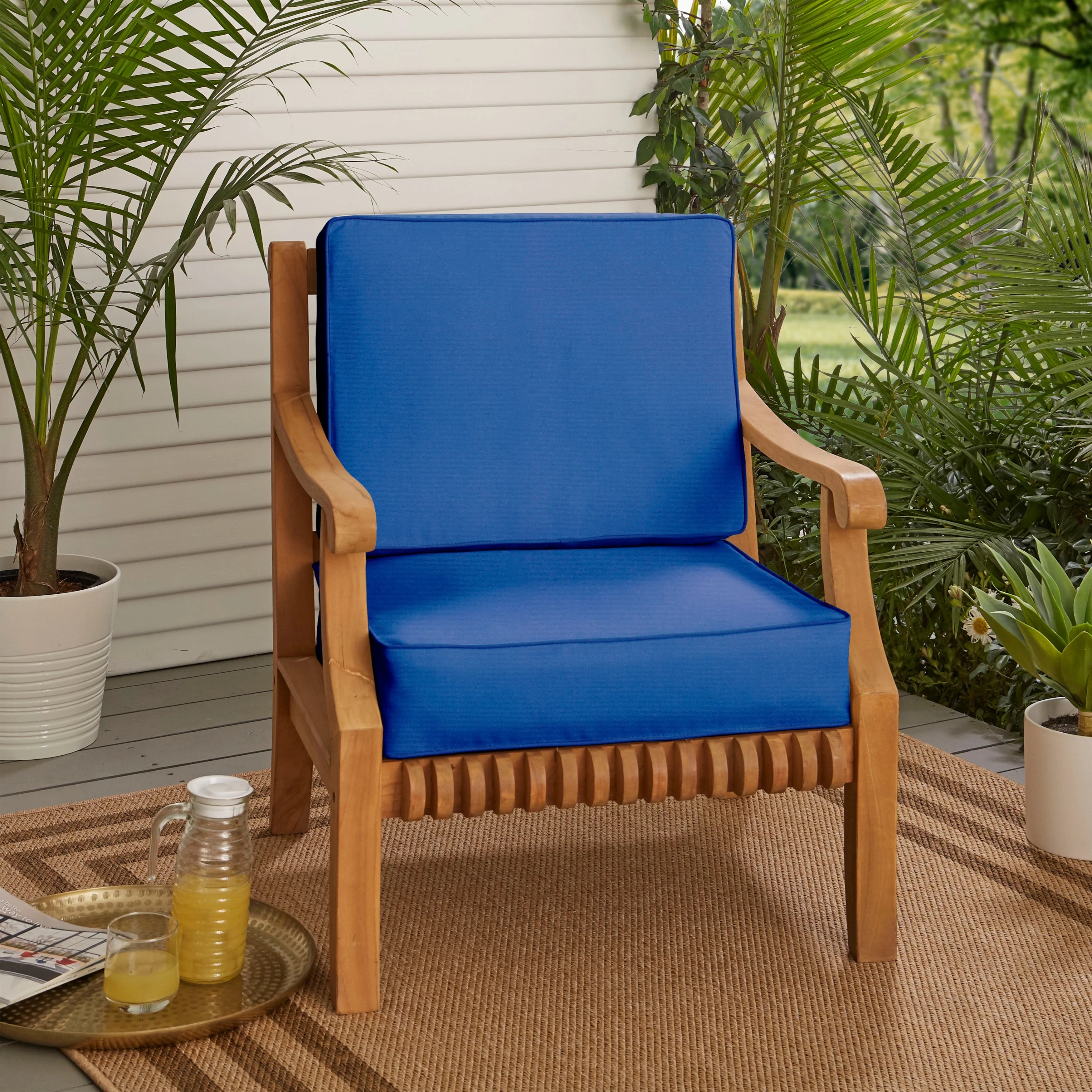 Mozaic Company Sunbrella Indoor/ Outdoor Corded Chair Cushion Set - 22" x 22" x 4" Canvas Spa