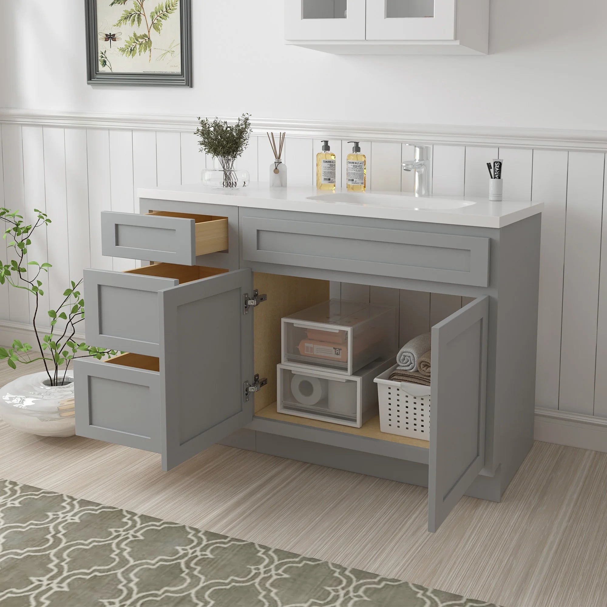 45 in. W x 21 in. D x 32.5 in. H Bath Vanity Cabinet without Top in Gray