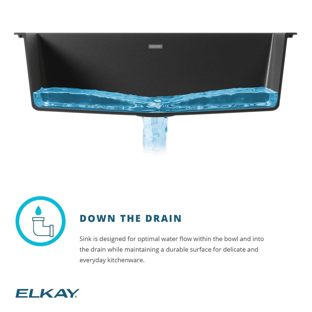 Elkay Quartz Classic 25" x 22" x 9-1/2", Single Bowl Drop-in Sink, Greystone