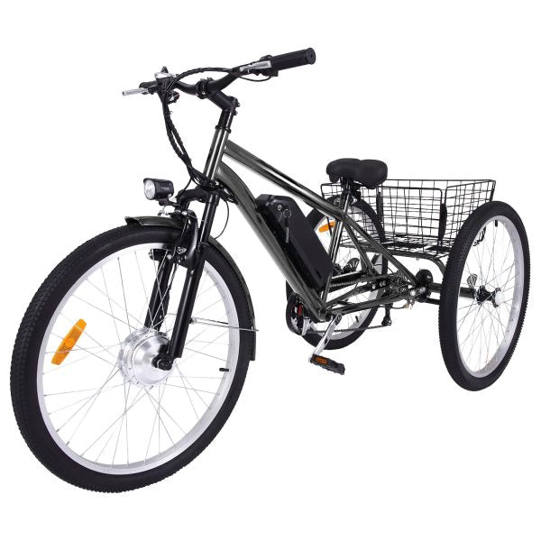 26 Inch Electric Bike for Adults - 7 Speed E-Bike with Basket and Disc Brakes