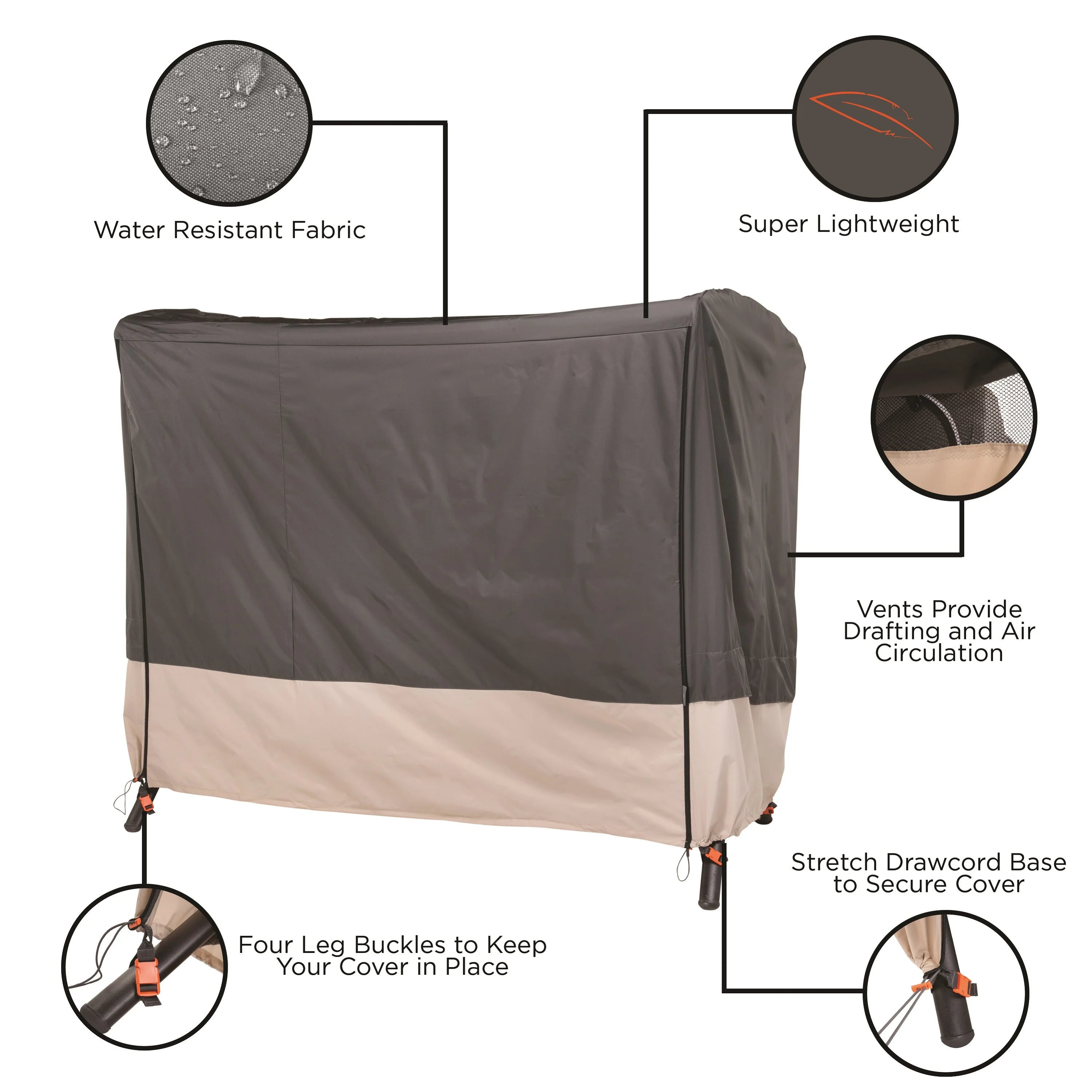 Modern Leisure Renaissance Patio Swing Cover, 81"L x 52"W x 70"H, Gray