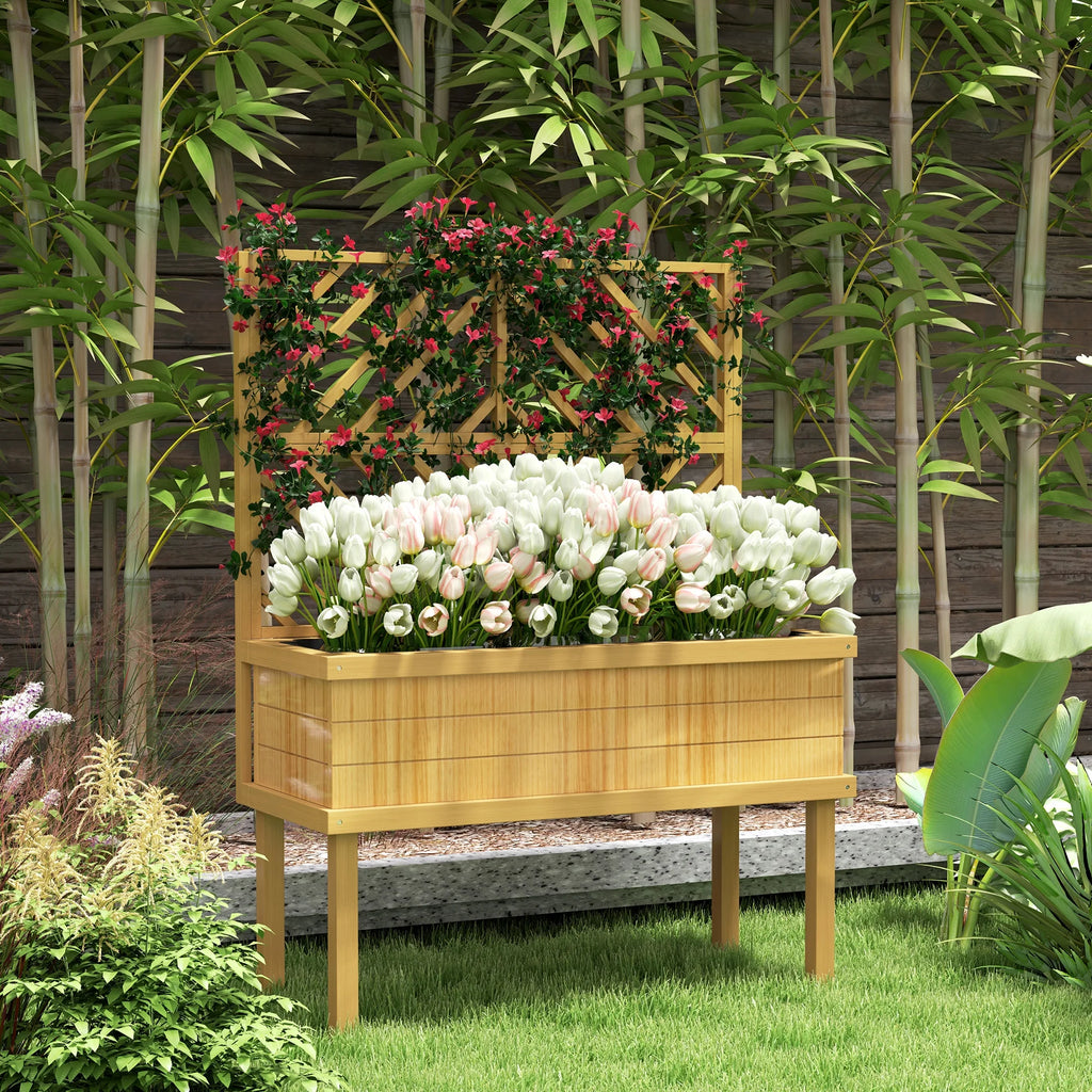 GHooa Raised Garden Bed with Trellis for Climbing Plants 41.25" W x 17.75" D x 55" H-Gray