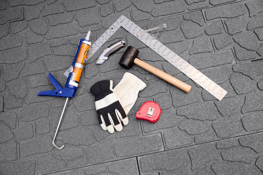 GroundSmart 24" x 12" x 5/8" Black Interlocking Dual-Sided Rubber Paver, 9 Pack