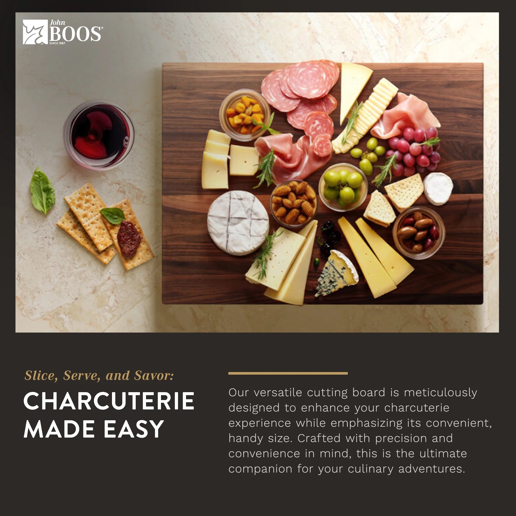 John Boos R-Board Reversible Wood Cutting Board, 18" x 12" x 1 1/2", Cherry