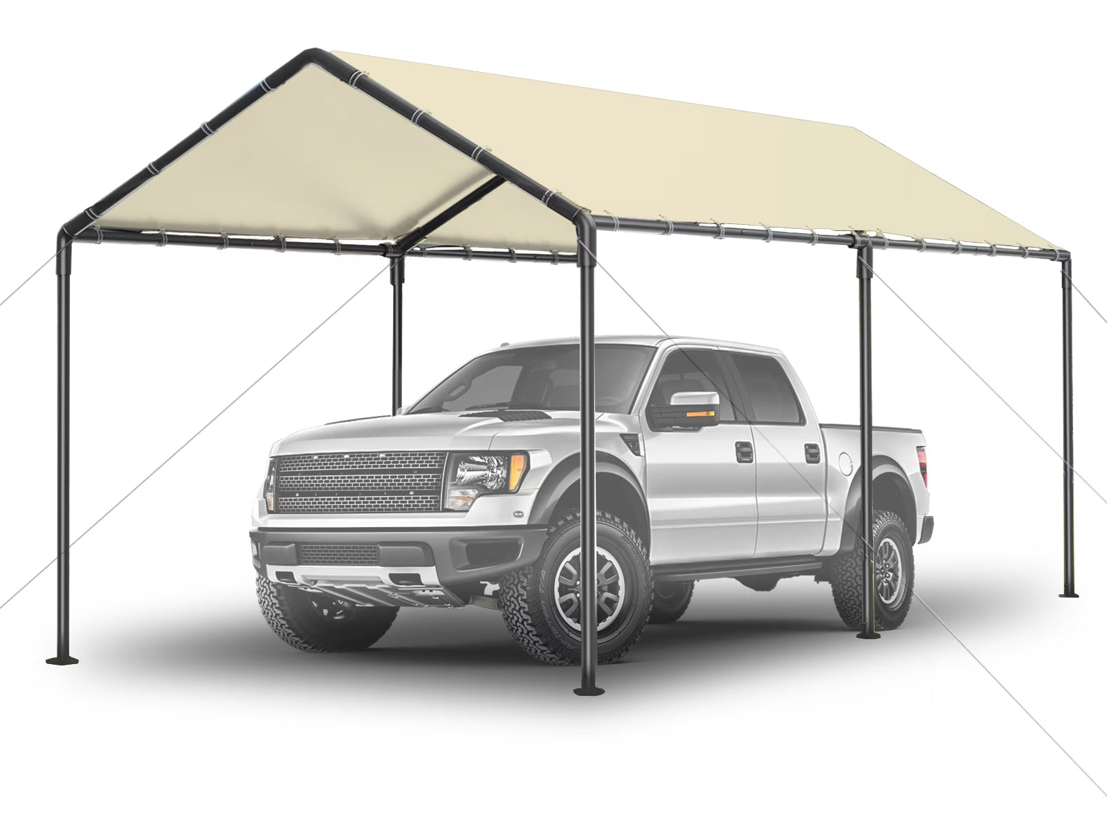 TANGJEAMER 10.00 x 20.00 x 9.20 Feet Beige Carport