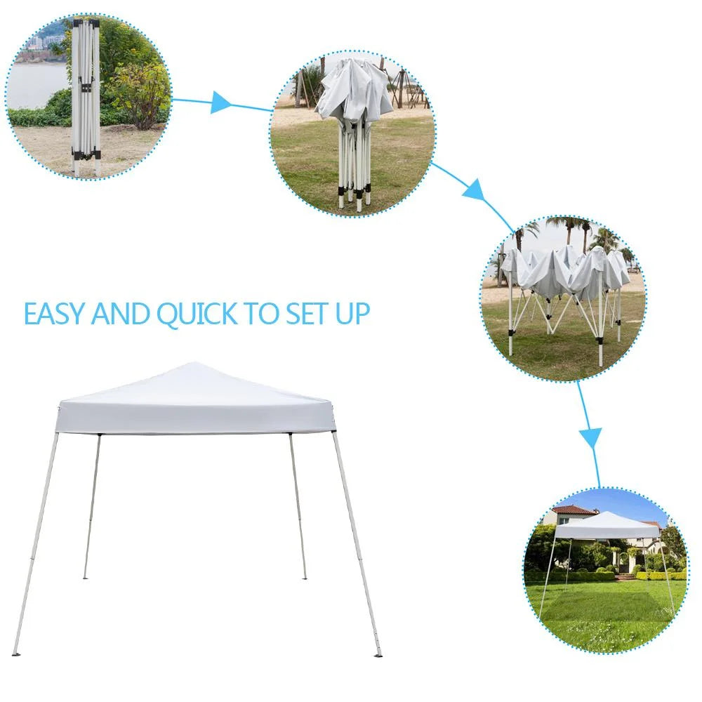 Zimtown 10ft x 10ft Base/8ft x 8ft Outdoor Pop up Tent Folding Gazebo Beach Canopy White