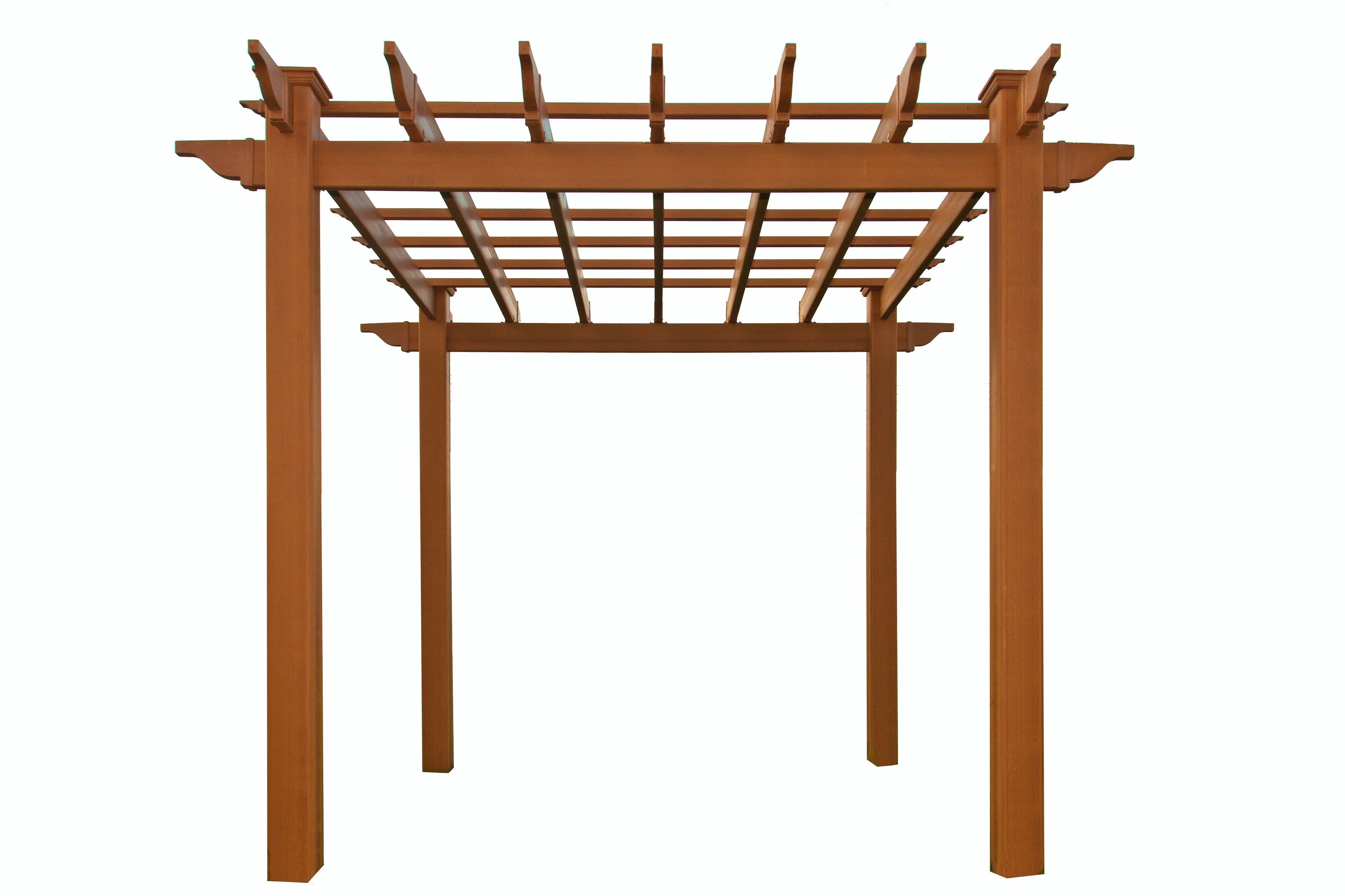 Vita 88"L x 88"W x 95"H Embossed Vinyl Lakewood Pergola, Brown, VA84044