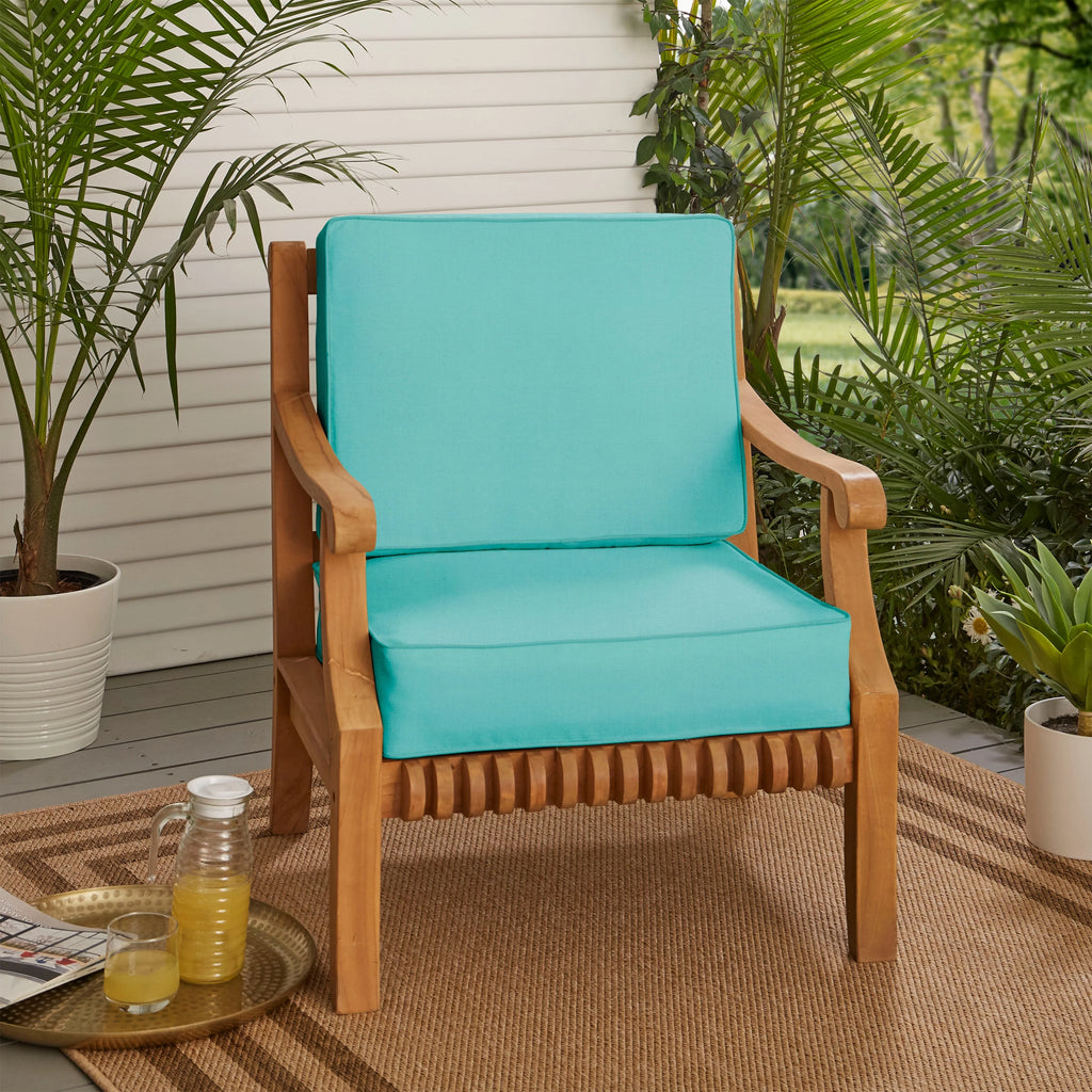Mozaic Company Sunbrella Indoor/ Outdoor Corded Chair Cushion Set - 22" x 22" x 4" Canvas Spa