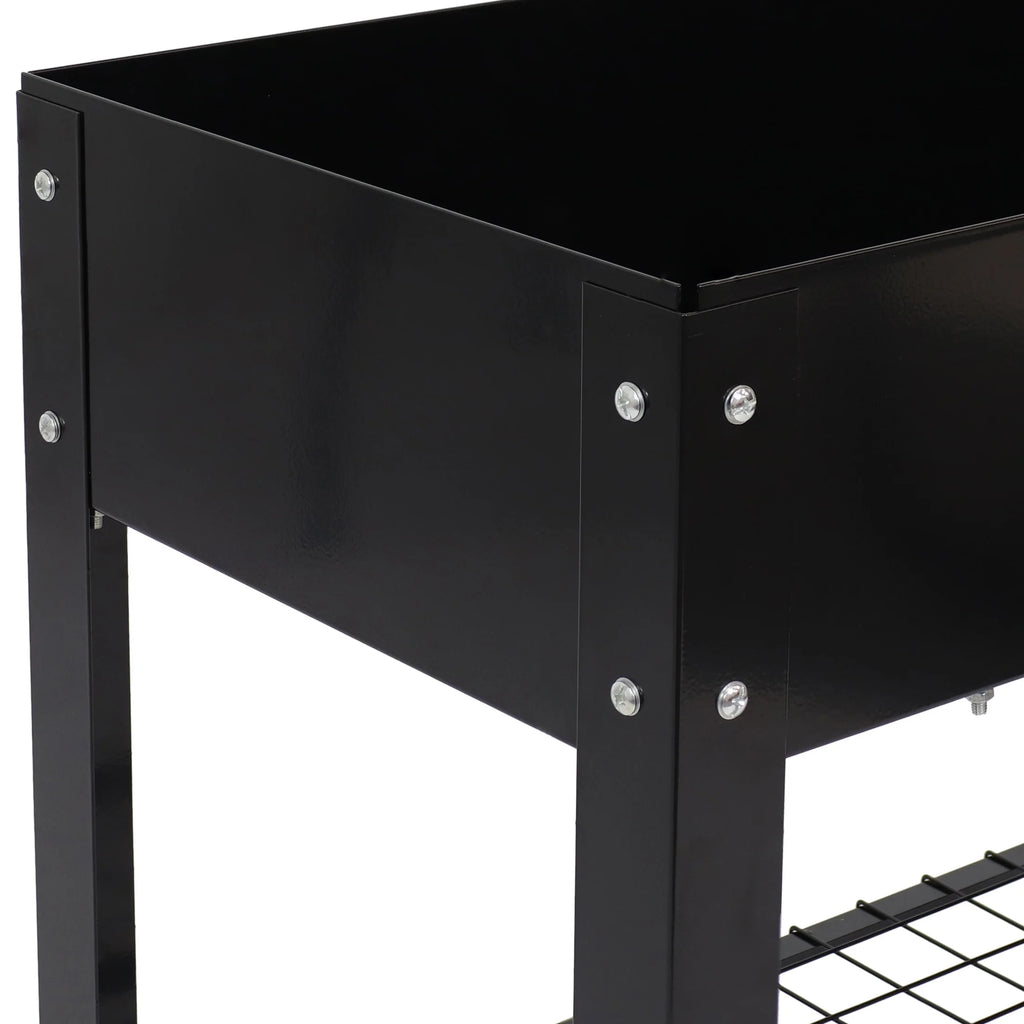 Sunnydaze 35.75" x 16" x 31.75" Black Galvanized Steel Raised Garden Bed, Set of 2