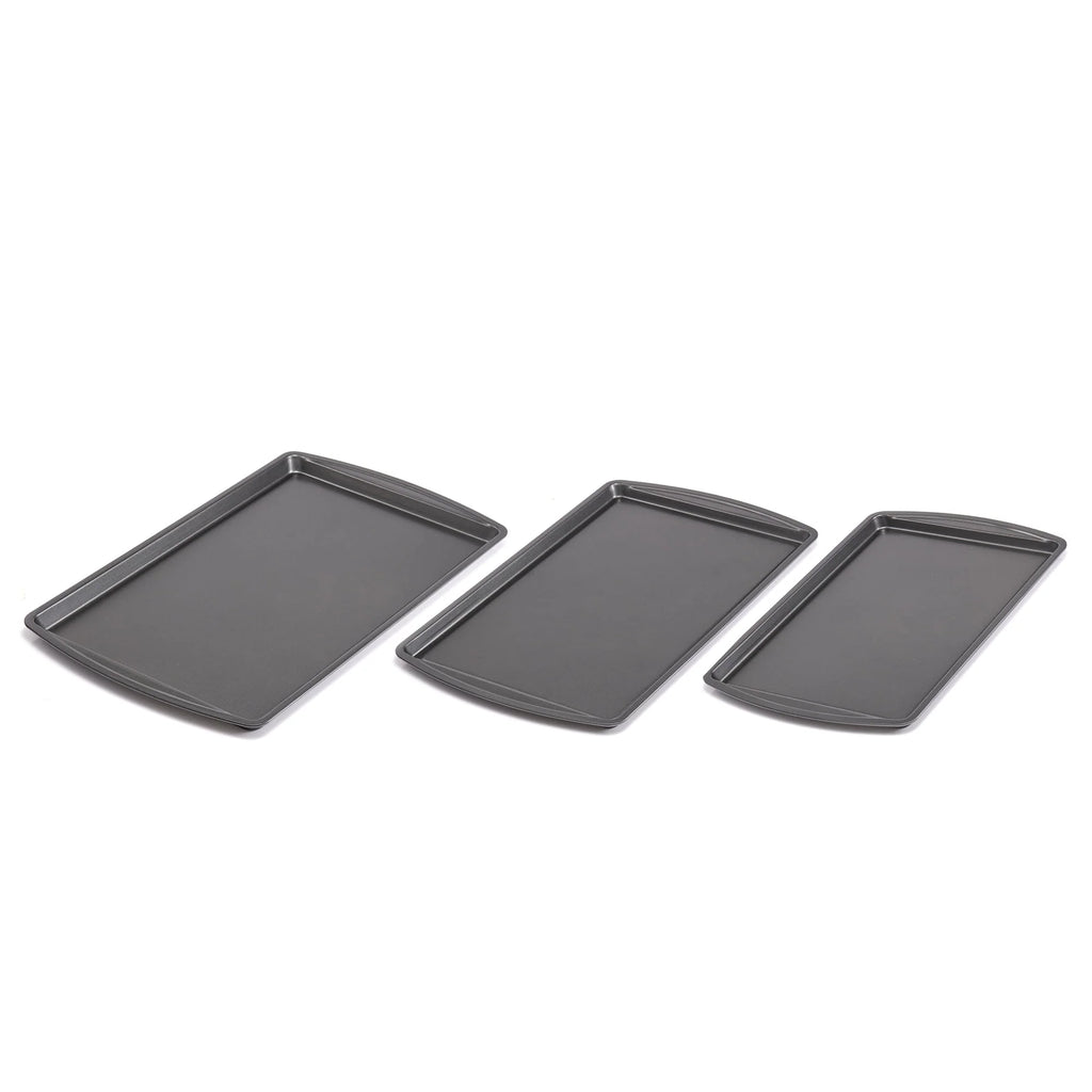 Mainstays 3PC Nonstick Cookie Set, 11.2" x 17.2", 10.2" x 15.2", 9.2" x 13.2", Gray